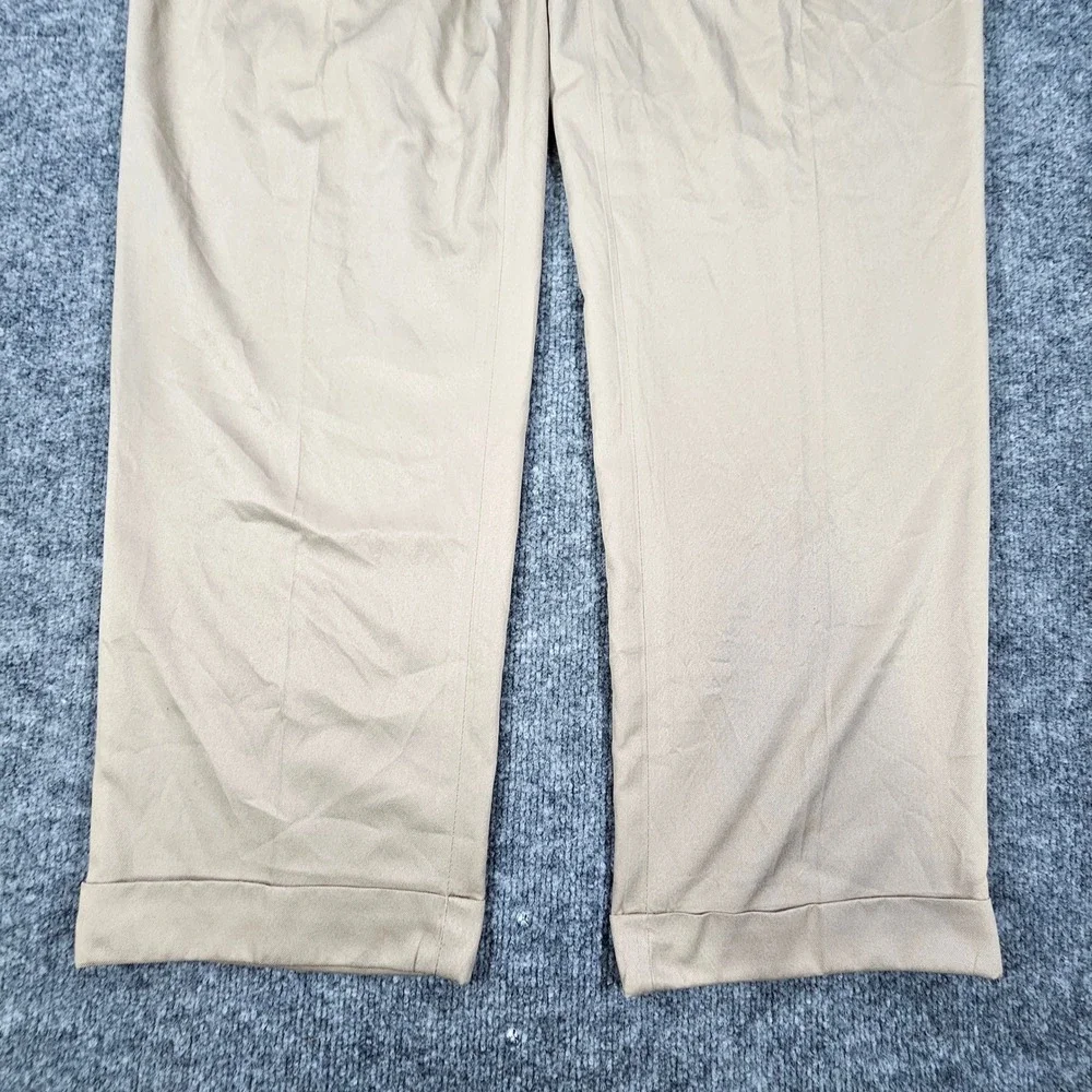 Vintage Polo Ralph Lauren Mens 36x31.5 Khaki Pleated Cuffed Chino Pants Y2K